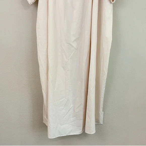 NAP Cream Tie Back Short Puff Sleeves Poplin Oversized Maxi Dress Size Small - Picture 7 of 12